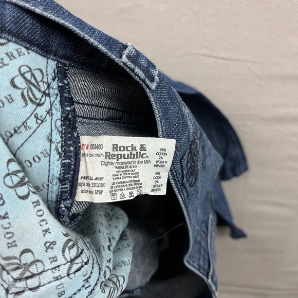 Rock & Republic Henlee Jeans Mens 34 Dark Wash Excellent Straight Leg Button Fly - Picture 4 of 8